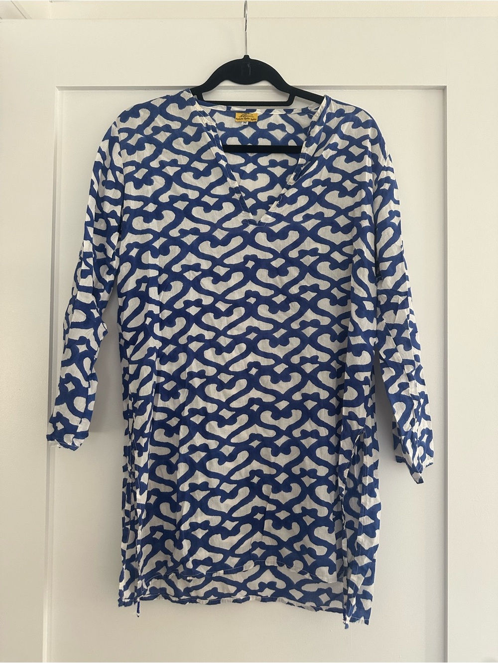 Roberta Roller Rabbit Blue & White Printed V-Neck Swim Coverup Tunic